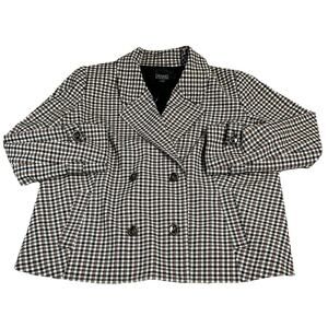 DENNIS BASSO Check Blazer Jacket Women’s Plus Size 22W Black Preppy Old Money